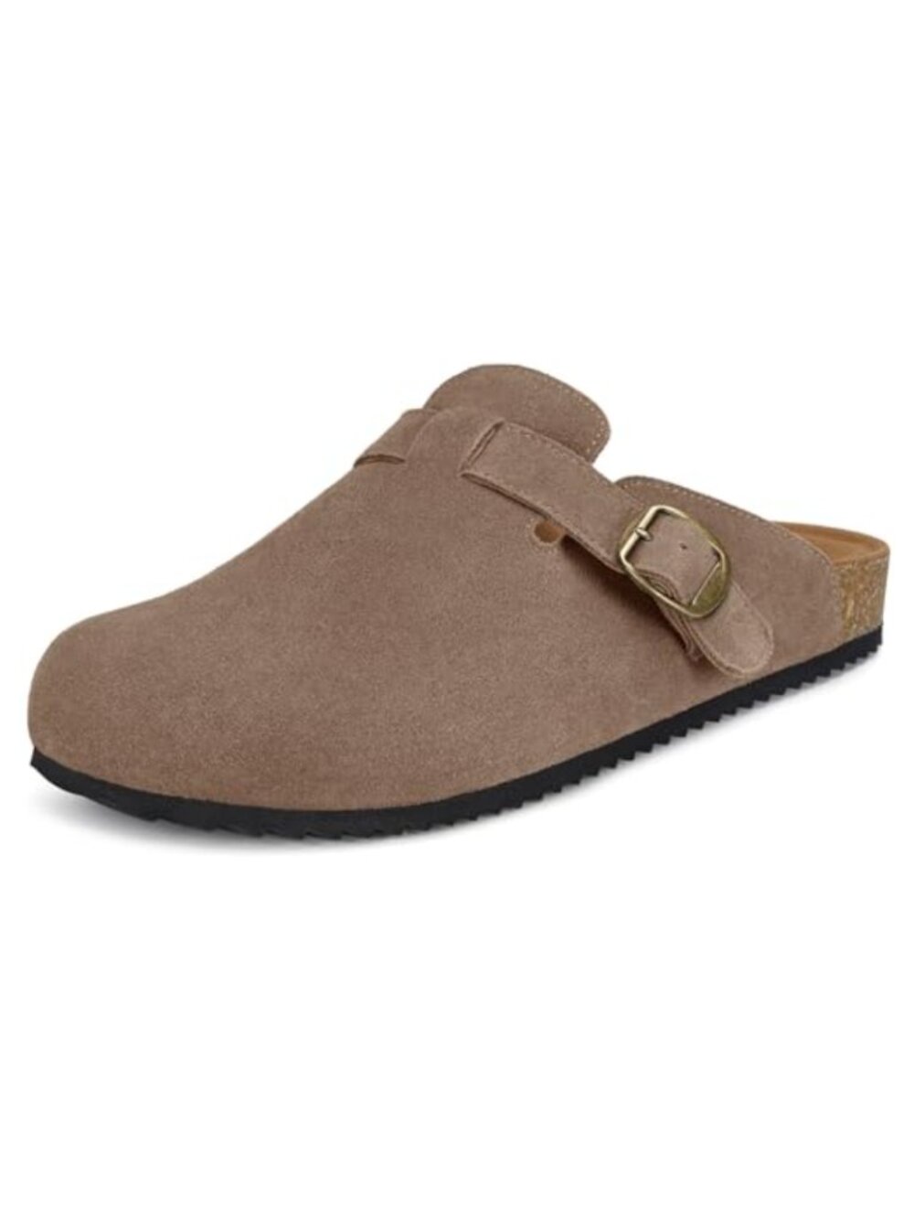 Genuine Suede Clogs Cork Footbed Sandals with Arch Support